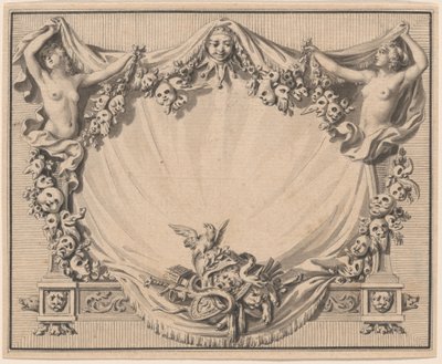 Kartuše s divadelními maskami od Pierre Philippe Choffard