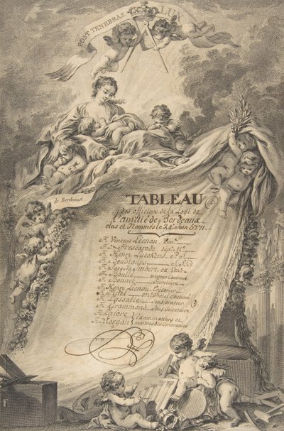 Diplom pro svobodné zednáře z Bordeaux, po François Boucher, 1766. od Pierre Philippe Choffard