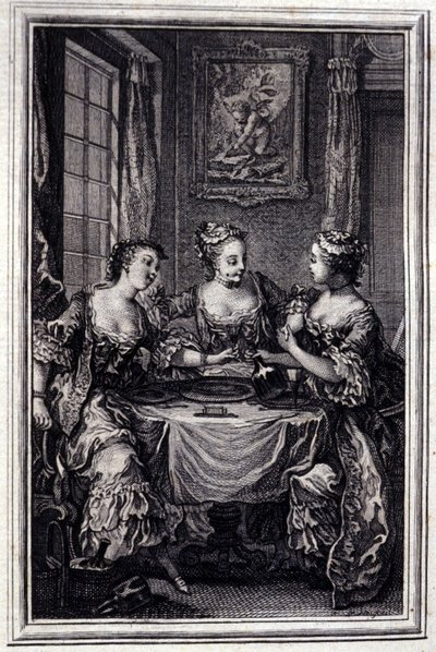 La Gageure des trois commeres – v „“Povídkách a povídkách ve verších”” od Jeana La Fontaina. 1776. Ilustrace P. P. Choffard. od Pierre Philippe Choffard