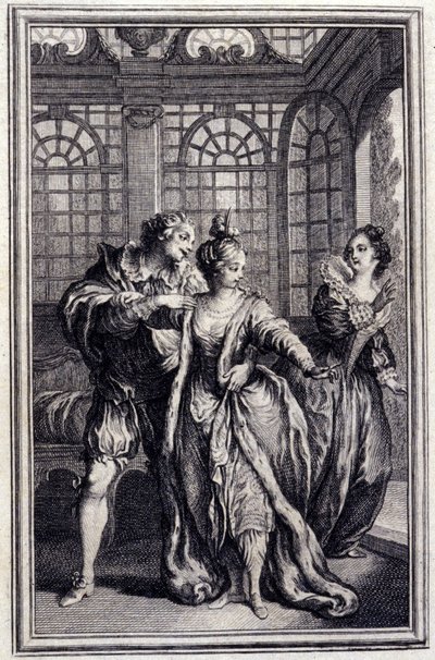 Snoubenka krále Garbe - v "" Příběhy a zprávy ve verších "" od Jean La Fontaine. 1776. Ilustrace P. P. Choffard. od Pierre Philippe Choffard