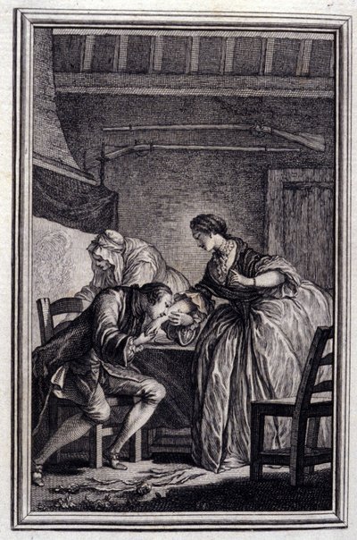 Falcon - v „“Pohádky a povídky ve verších”” od Jeana La Fontaina. 1776. Ilustrace P. P. Choffard. od Pierre Philippe Choffard
