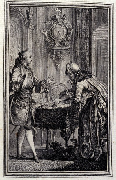 Le Gascon potrestán - v "" Příběhy a zprávy ve verších "" od Jean La Fontaine. 1776. Ilustrace P. P. Choffard. od Pierre Philippe Choffard