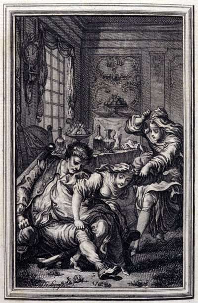 Netopýr - v "" Příběhy a zprávy ve verších "" od Jean La Fontaine. 1776. Ilustrace P. P. Choffard. od Pierre Philippe Choffard