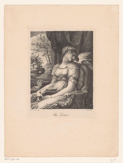 Sedící žena s knihou a bílým ptákem Une přednáška (název o objektu) od Pierre Prud