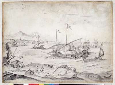 Lodě v přístavu Marseille (kresba) od Pierre Puget