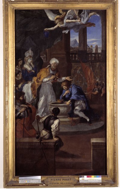The Bapteme of Clovis I (465-511), 25. prosince 496, Saint Remi, předvečer Remeše (olej na plátně) od Pierre Puget