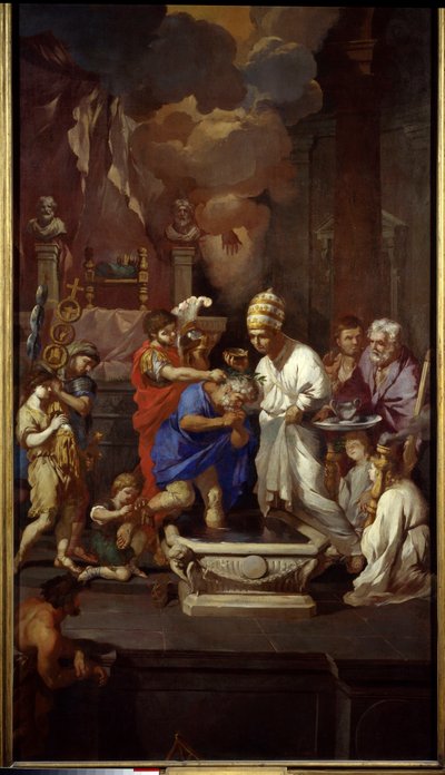 Konstantinův křest (Konstantin I. Veliký, 270-337). Obraz Pierra Pugeta (1620-1694) od Pierre Puget