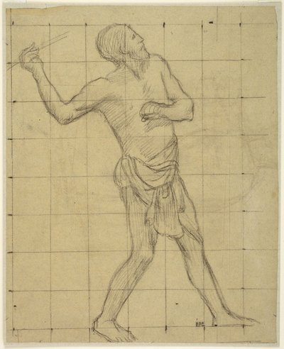 Pikardský vrhač oštěpu, studie pro Pro Patria Ludus, Amiens, Musée de Picardie od Pierre Puvis de Chavannes