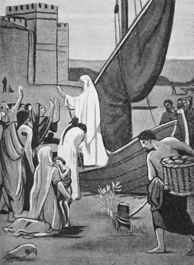Svatá Genevieve přináší zásoby do Paříže (litografie) od Pierre Puvis de Chavannes