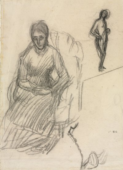 Studie Madame Marie Cantacuzène, Studie stojícího ženského aktu, c. 1883. od Pierre Puvis de Chavannes