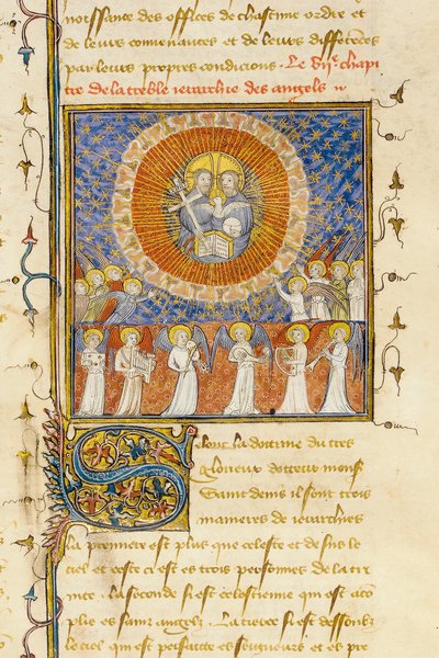 Detail stránky z "De Proprietatibus Rerum" od Bartholomea Anglicuse, ve francouzském překladu Jean Corbechon, c.1390 od Pierre Remiet
