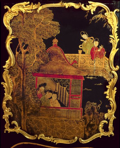Boční panel Louis XV Commode, cca 1745 (lak a zlato na dřevě) (re 222380) od Pierre Roussel