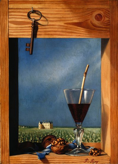 Sklenka vína před zámkem; Verre de vin devant un chateau od Pierre Roy