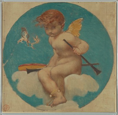 Studium pro Rondel s Putto Holding Attributes of Music od Pierre Victor Galland