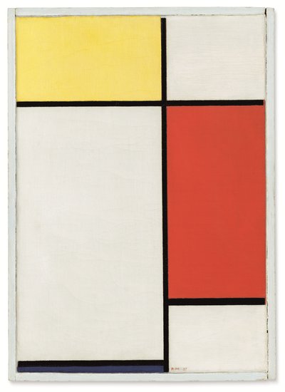 Složení: II, se žlutou, červenou a modrou barvou od Piet Mondrian