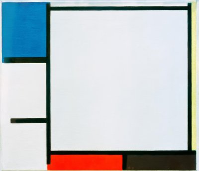 Složení s modrou, žlutou, červenou, černou a šedou od Piet Mondrian