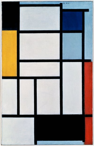 Složení s červenou, černou, žlutou, modrou a šedou od Piet Mondrian