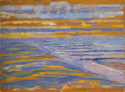Duny s pláží a molem, Domburg. 1909 od Piet Mondrian