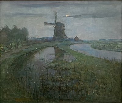 Eastside Mill podél řeky Gein za svitu měsíce od Piet Mondrian