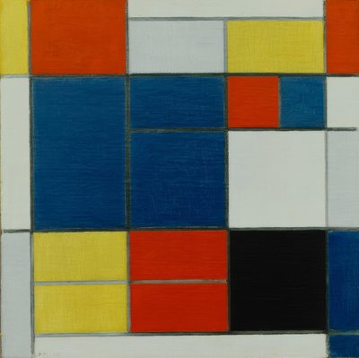kompozice C; Složení se žlutou, červenou, modrošedou, modrou atd. od Piet Mondrian