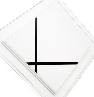 Kompozice pastilky se dvěma liniemi (olej na plátně) od Piet Mondrian