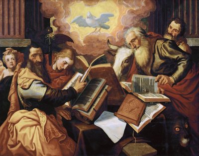 Čtyři evangelisté - Pieter Aertsen, dit Lange Pier (1508-1575). Olej na dřevě, cca 1560-1565. Rozměr: 113 x 143 cm. Uměleckohistorické muzeum, Vienne od Pieter Aertsen
