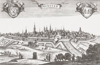 Panorama Munsteru, Německo (tisk) od Pieter (after) Nolpe