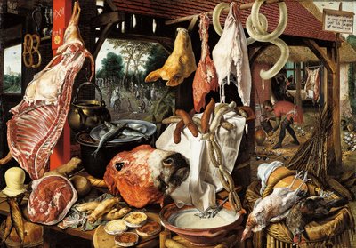 Řeznický stánek s útěkem do Egypta od Pieter Aertsen