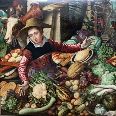 Německy: Marktfrau am Gemüsestand Trhovkyně u stánku se zeleninou od Pieter Aertsen