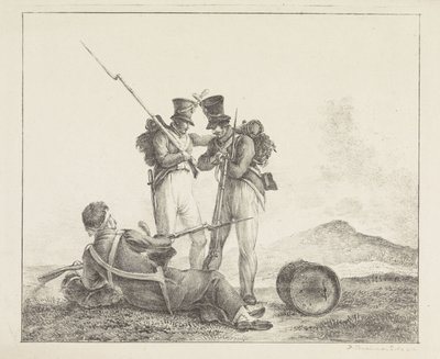 Tři vojáci na bojišti od Pieter Bartholomeusz. Barbiers