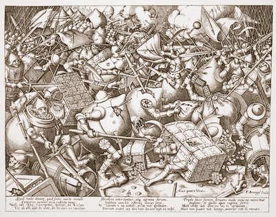 Bitva o peníze, vyryl Pieter van der Heyden, po roce 1570 od Pieter Bruegel the Elder