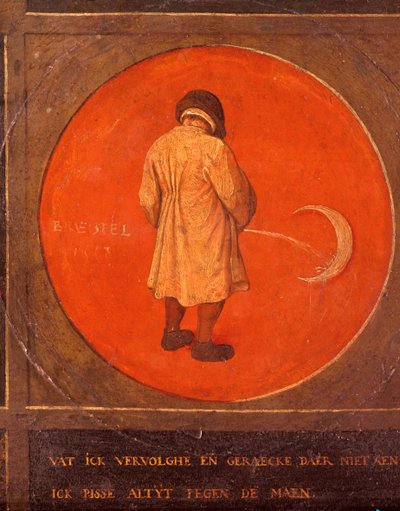 Ať dělám cokoli, nečiním pokání, stále čůrám proti Měsíci, c1558-1560 od Pieter Bruegel the Elder