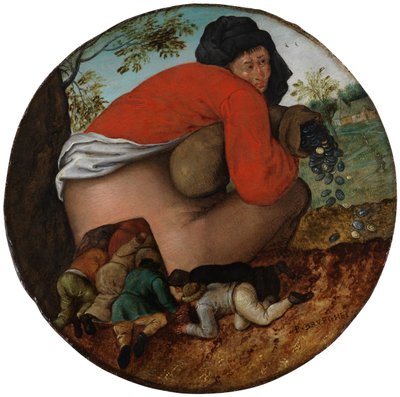 Muž s pytlem peněz a lichotníci od Pieter Brueghel the Younger
