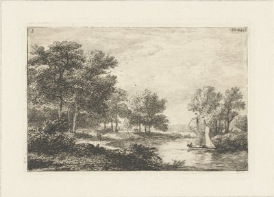 Říční krajina s plachetnicí Vodní krajiny (název série) od Pieter Casper Christ