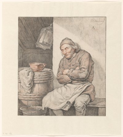 Sedící, spící muž od Pieter Christoffel Wonder