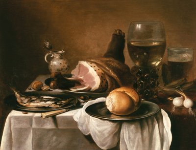 Zátiší s Hamem od Pieter Claesz