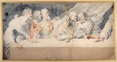 Poslední večeře Leonarda da Vinciho (červené a černé křídy na papíře) od Pieter Claesz Soutman