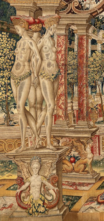Vertumnus a Pomona: Vertumnus proměněný v prořezávač. ca. 1550 (tapisérie) od Pieter Coecke van Aelst