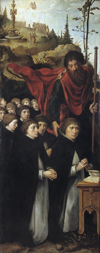 Apoštol svatý Jakub Veliký s kazateli Pravý panel triptychu Poslední soud od Pieter Coecke van Aelst
