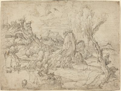 Krajina s Kristovým křtem od Pieter Cornelisz Kunst