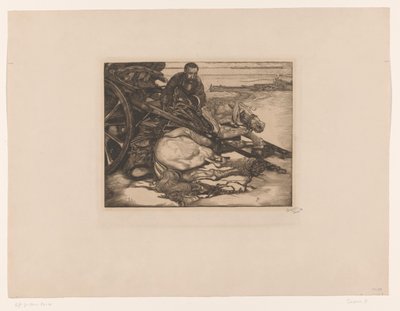 Zraněný tažný kůň od Pieter Dupont (signed by artist)