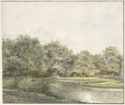 Krajina se stromy na vodě od Pieter Ernst Hendrik Praetorius