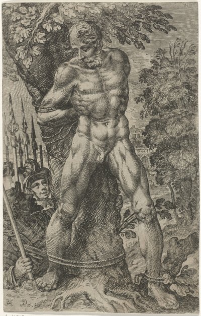 Achior přivázaný ke stromu od Pieter Feddes van Harlingen