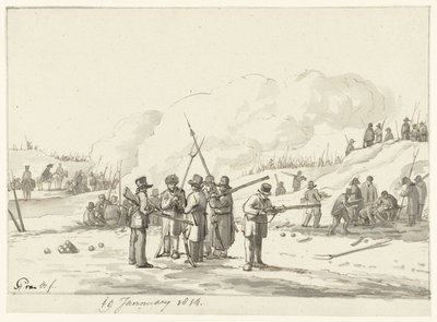 Táboření civilistů v dunách Severního Holandska, 19. ledna 1814 od Pieter Gerardus van Os (signed by artist)
