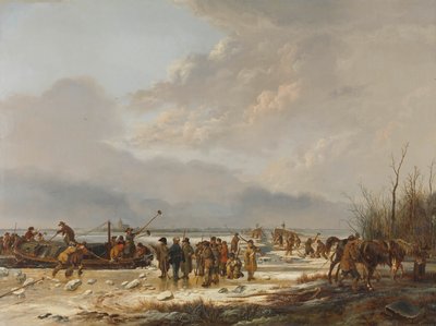 Breaking the Ice on the Buttermilk Ditch, Naarden, leden 1814 od Pieter Gerardus van Os