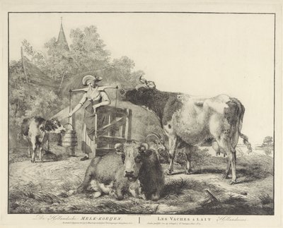 Krávy a dojička De Hollandsche Melk-koeijen/ Les vaches â lait hollandaises (název na objektu) od Pieter Gerardus van Os