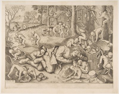 Kupec oloupený opicemi, 1562 od Pieter Heyden van der