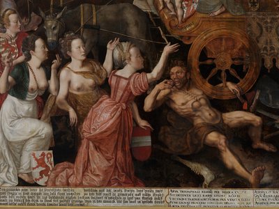 Detail alegorie míru z roku 1577 v nížinách od Pieter II Claeissens