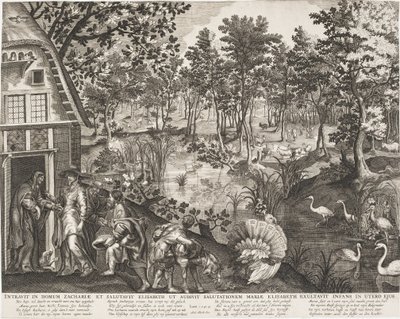 Návštěva v zalesněné krajině od Pieter II de Jode