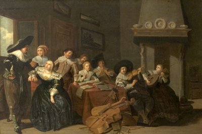 The Music Party (olej na dřevě) od Pieter Jacobsz (attr.to) Codde